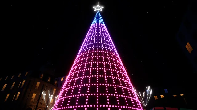 Árbol gigante de Porta do Sol encendido de noche en el juego